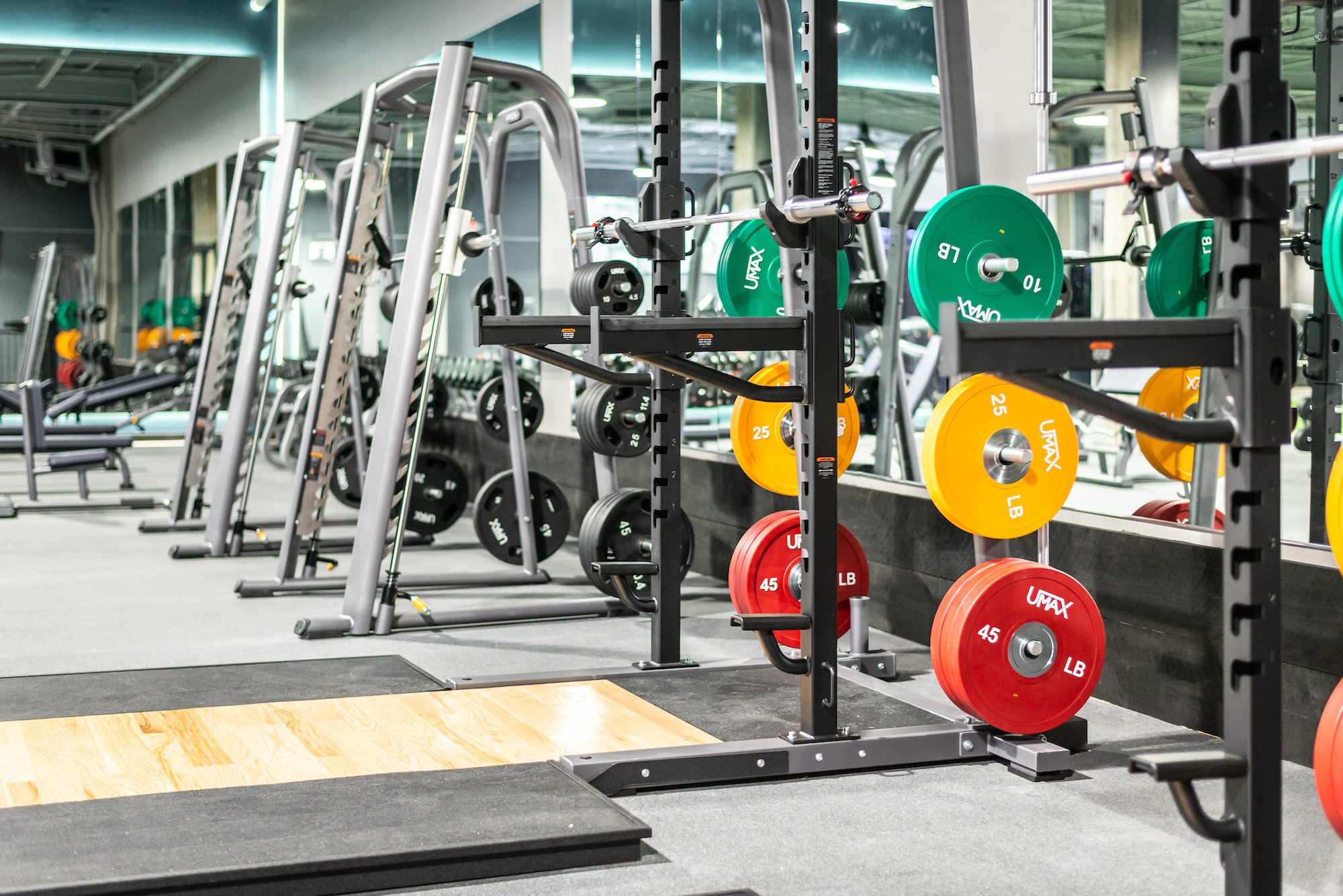 Squat racks and strength training at Level Fitness Club premier full-service gym in Yorktown